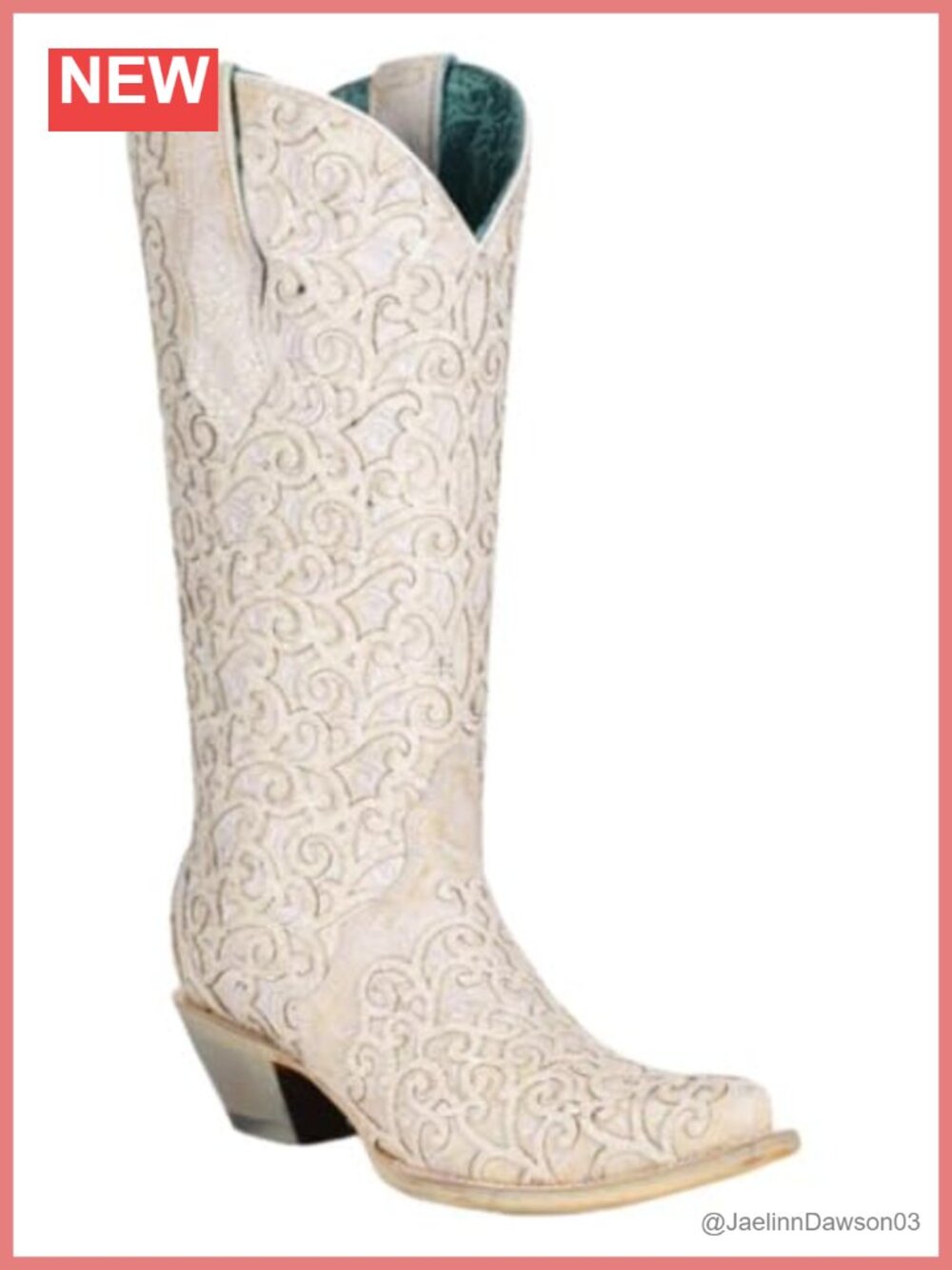 Handcrafted Cowhide Leather Snip Toe Tall Western Boots with Glitter Overlay &